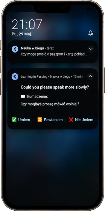 Telefon z powiadomieniami aplikacji Ghovi